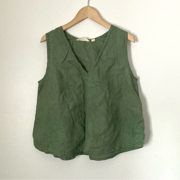 Pamut Mira Top Linen Sleeveless V Neck size XS Light Green - Picture 4 of 6